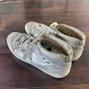 Silver Golden Goose Midstar Wing Tip Sneakers